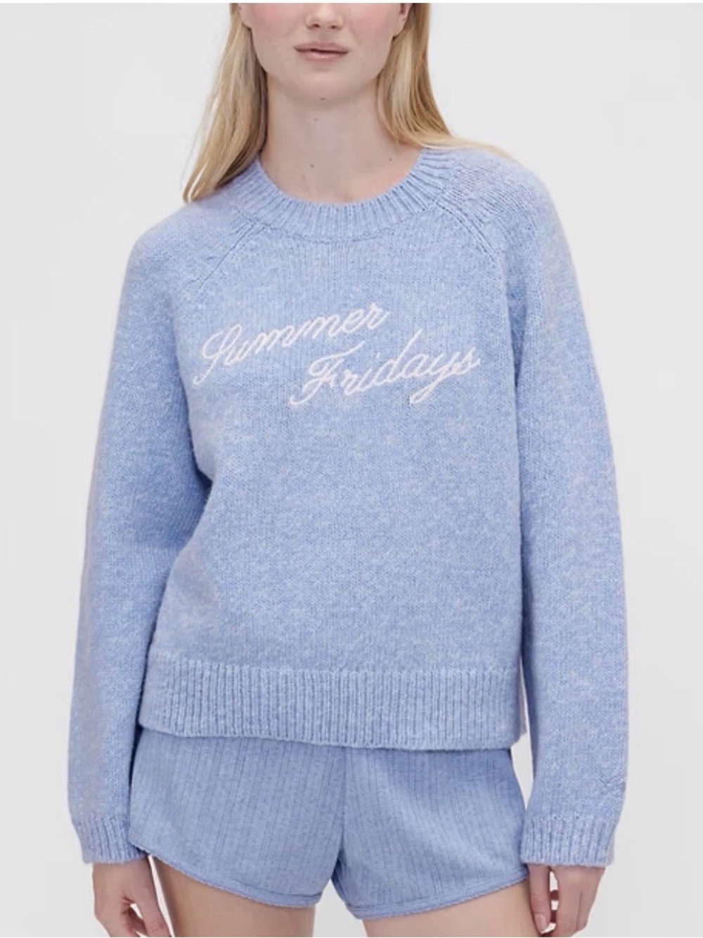 Gap × Summer Fridays Oversized Logo Sweater periwinkle light blue large
